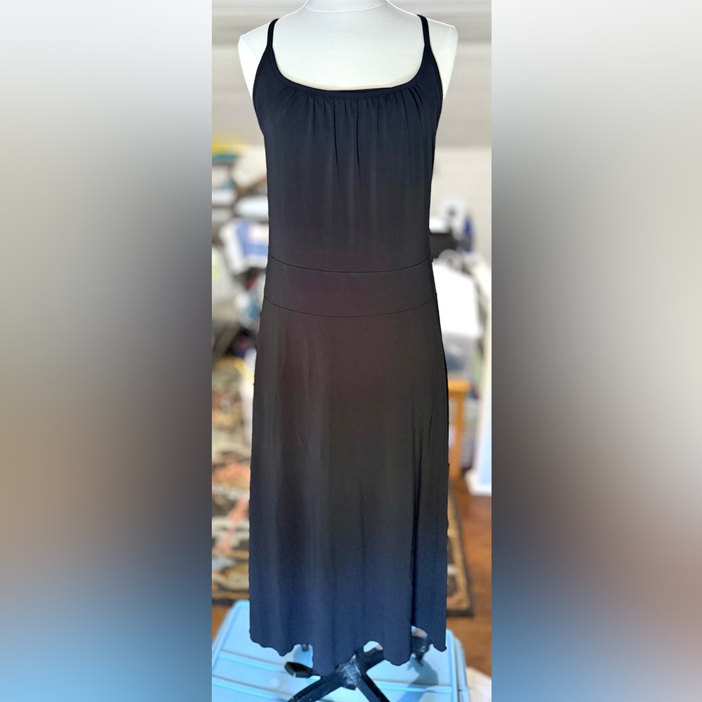 J. CREW Black Jersey Knit Cross-Back Sundress with built-in bra